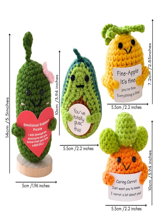 Jpaklpe 4PCS Crochet Animals Funny Gifts, Handmade Emotional Support Knitted Potato with Positive Card for Women, Coworker, Mom, Dad. Cool Pickle Decor for Office, Desk, Bedroom - Image 3